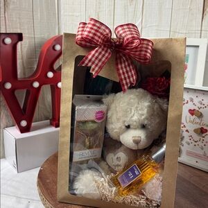 Gift Set with Teddy Bear and Fragrance,head massager,jade facial roller.